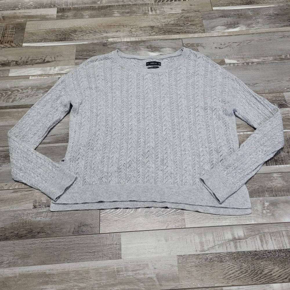 Zara Gray Italian Knit Sweater Size Medium